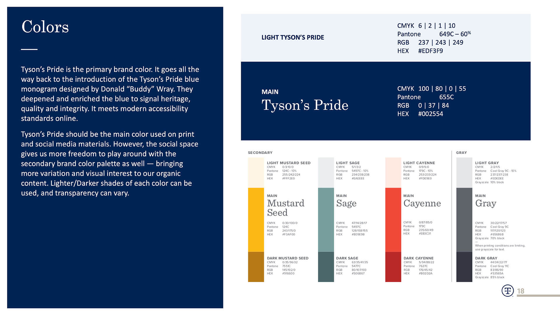 Tyson Organic Social Pages & Posts – Color Palette