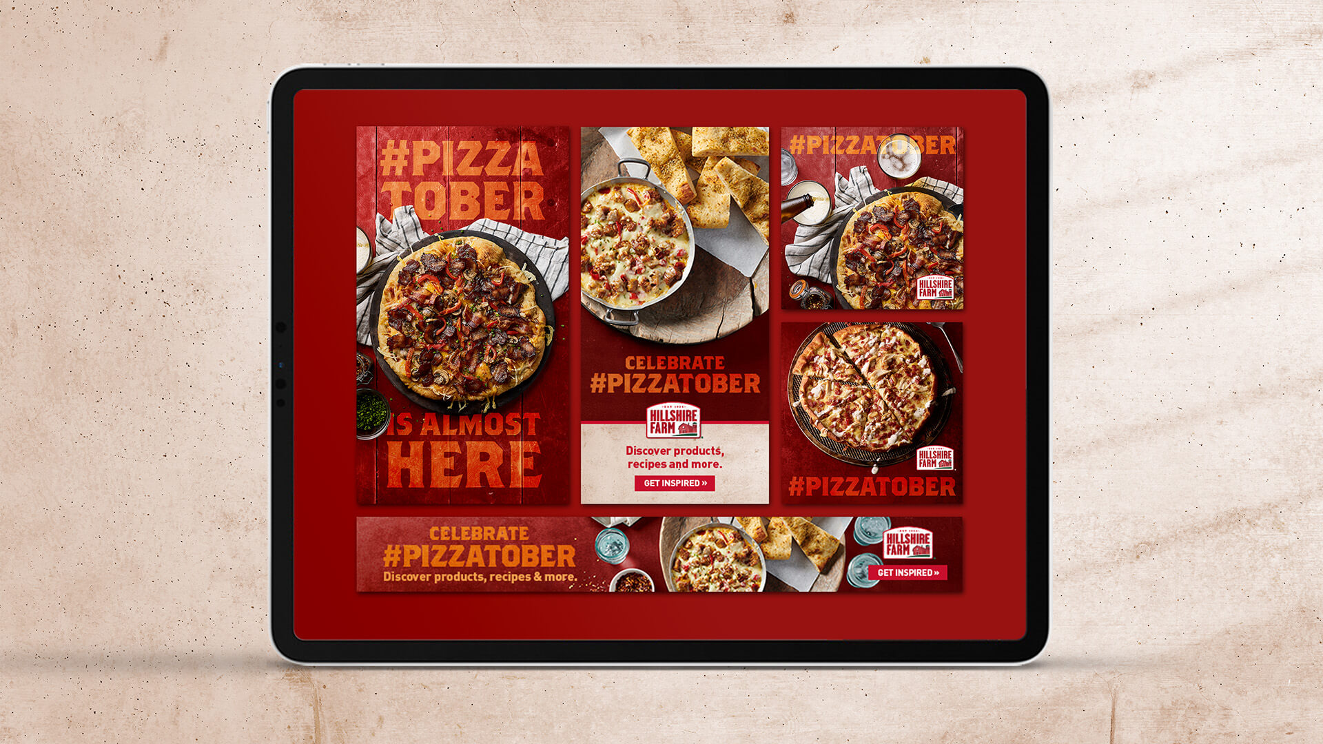 Tyson Pizzatober digital media on tablet screen.