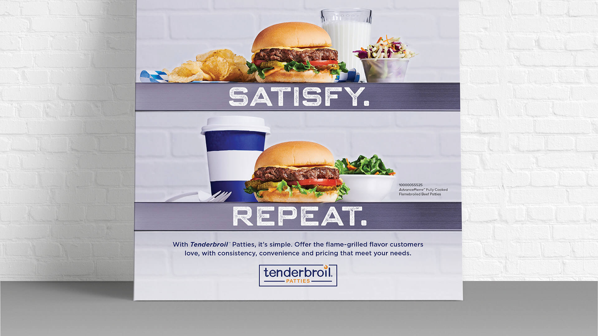 Tenderbroil® Patties Satisfy. Repeat. Hamburger Poster