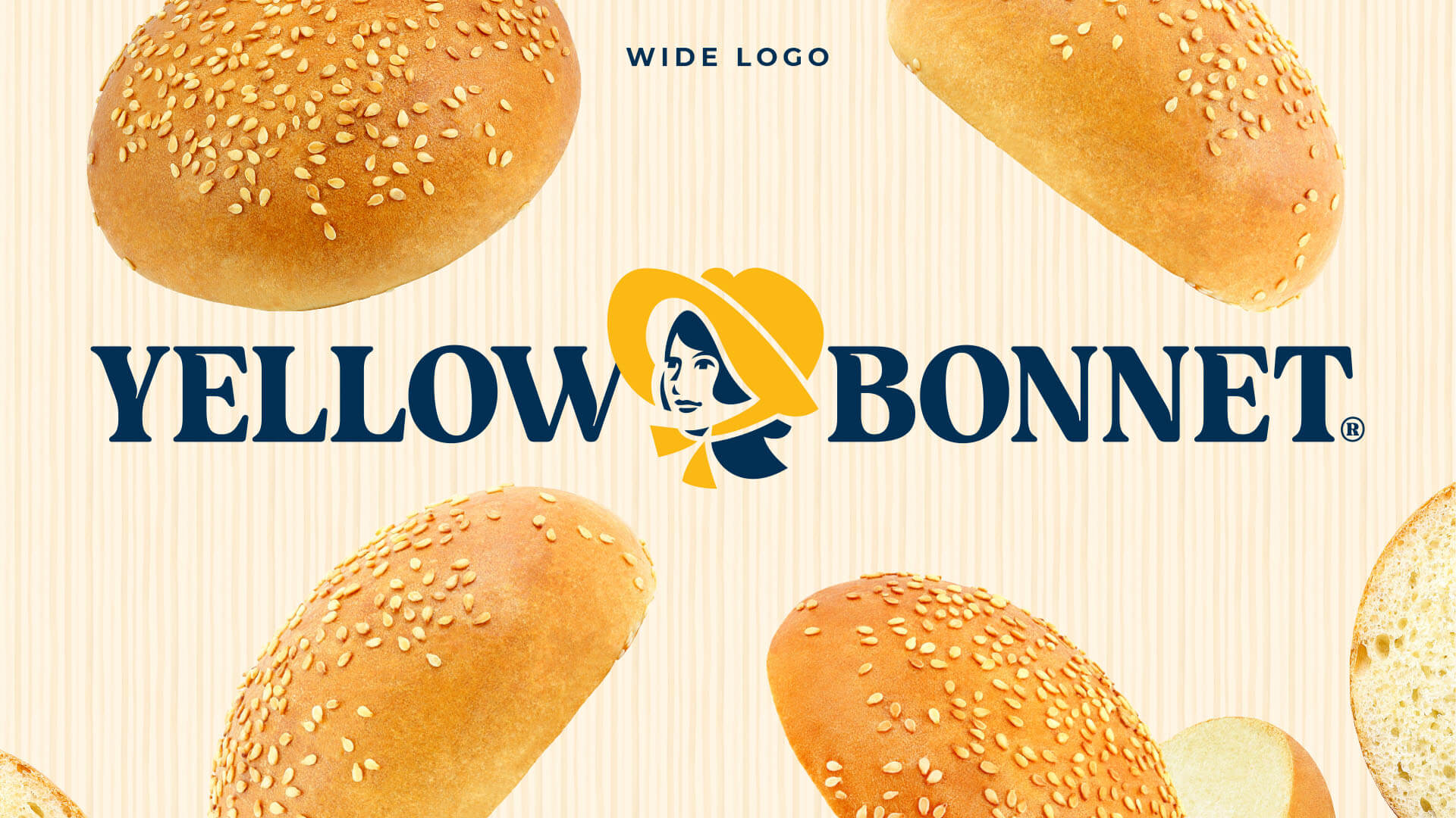 Yellow Bonnet Wide Logo Falling Hamburger Buns