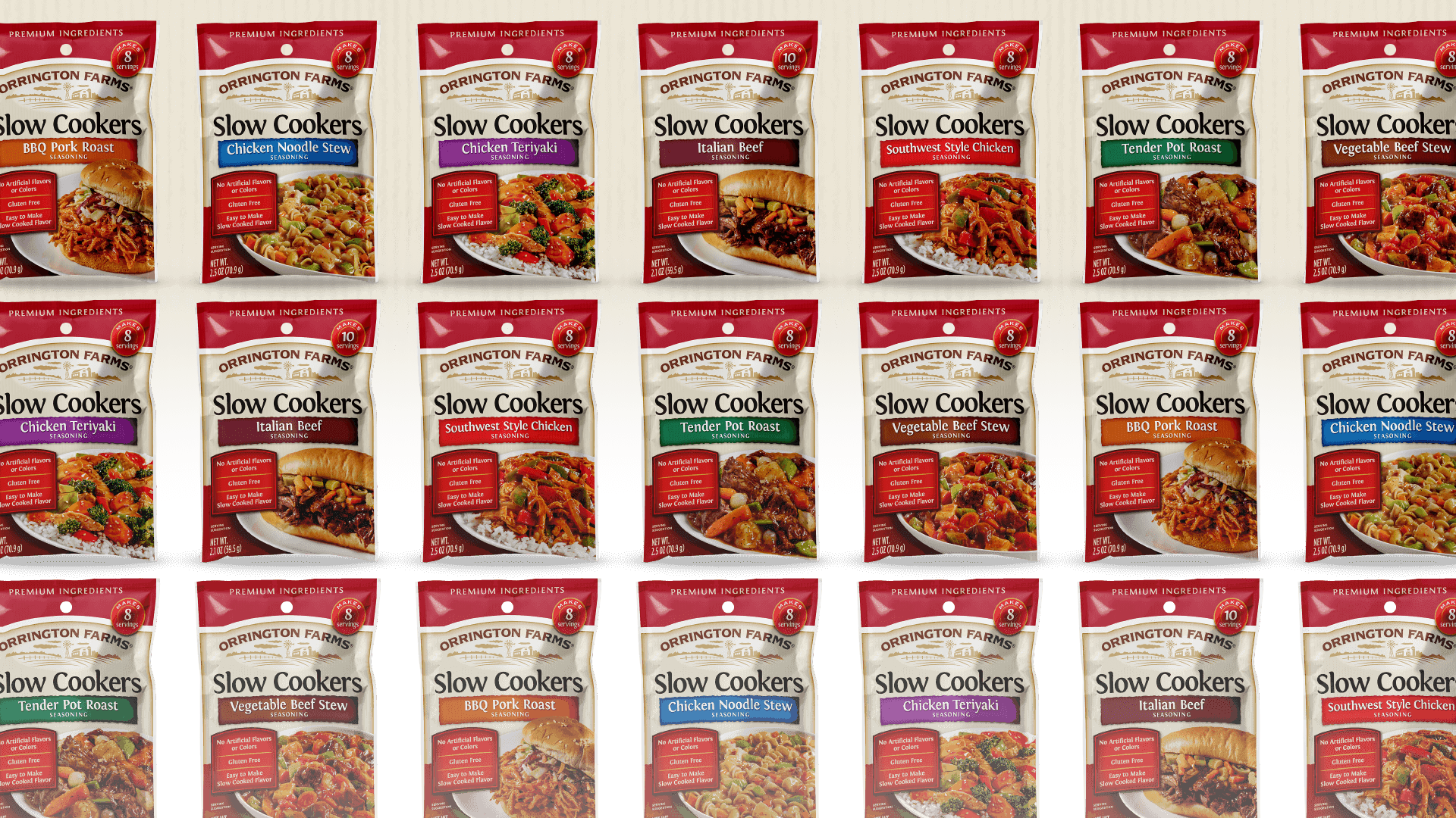 Orrington Farms Slow Cookers Seasoning Packets Product Wall