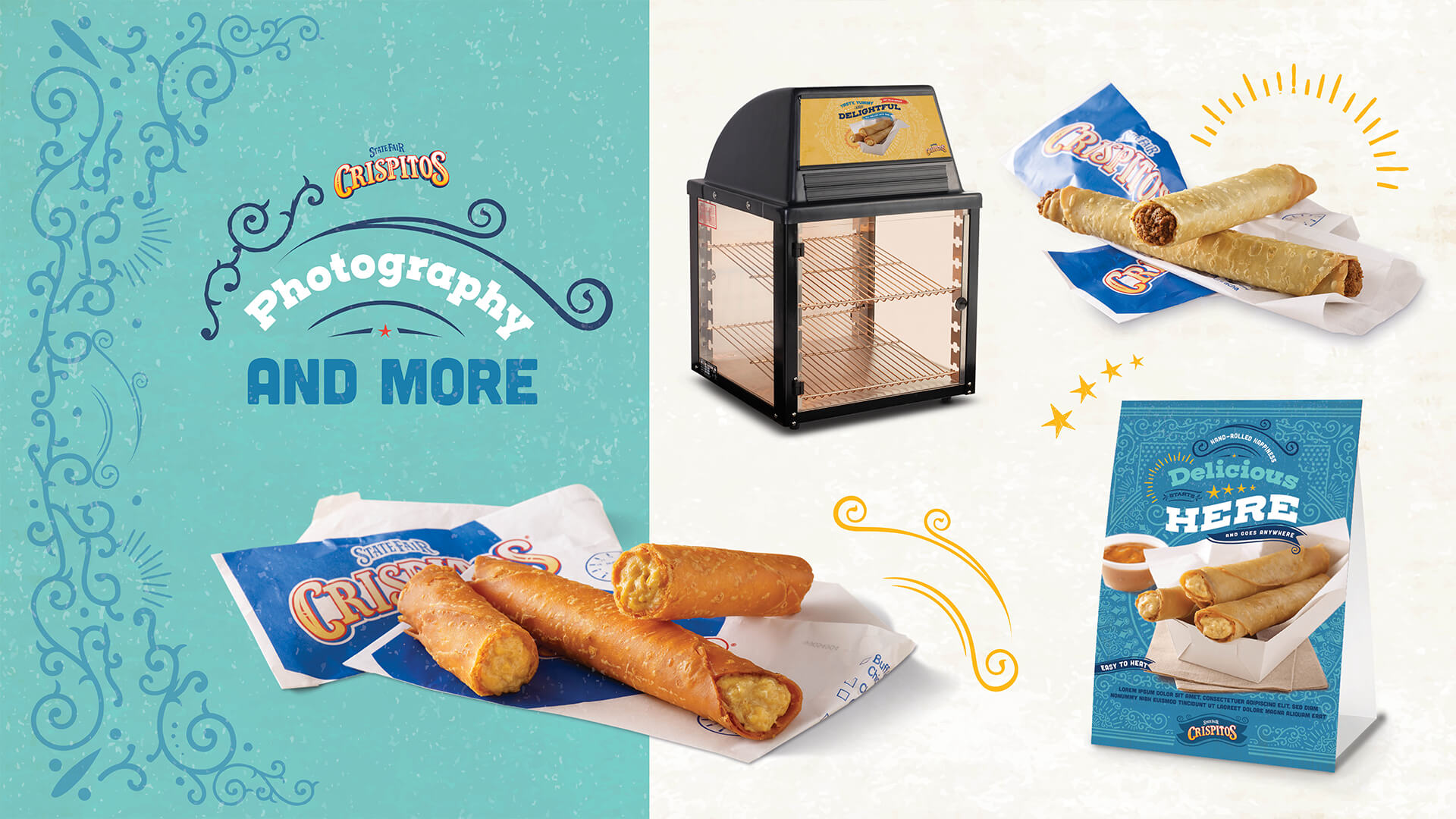 State Fair Crispitos Photography & Warmer POS & Delicious Here Table Tent